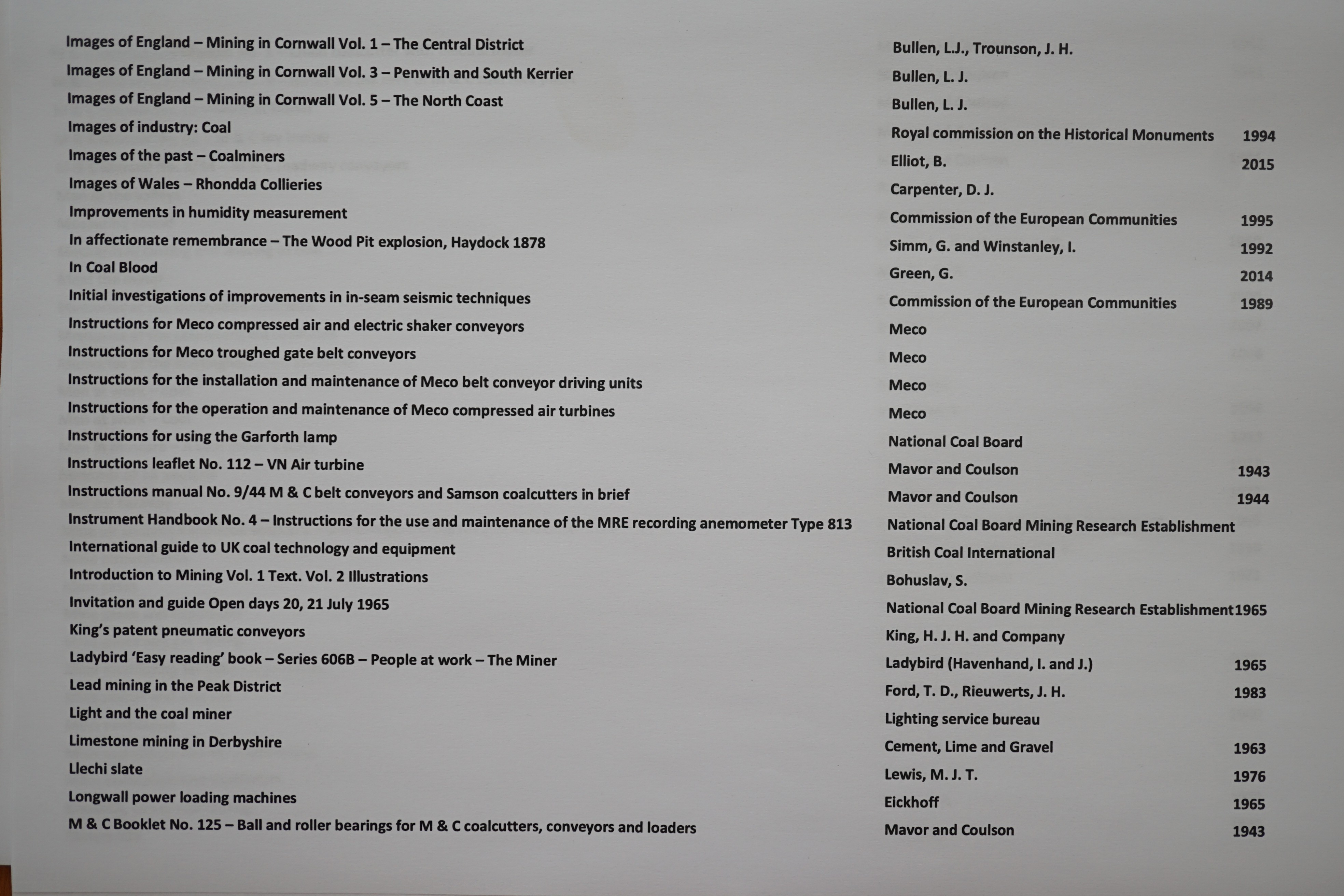 The remarkable Ian Unwin archive of 432 works relating to THE COAL MINING INDUSTRY, consisting of reports on health and safety, coal mining history, including technical innovations, numerous disasters and accidents, in c